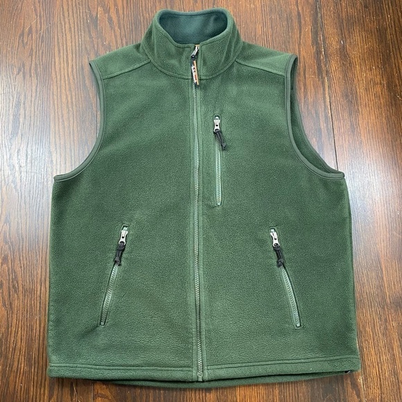 L.L. Bean Men’s Green Fleece Full-Zip Functional Comfortable Classic Vest - Picture 2 of 10